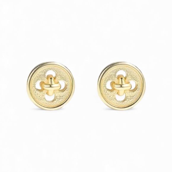 Whimsy_and_Rose Jewelry - Mini Sterling Silver Gold Button Shaped Stud Earrings